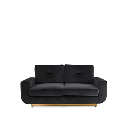 Milano Titanium Gold Polished Stainless Steel Base Black Modern Sofa Set