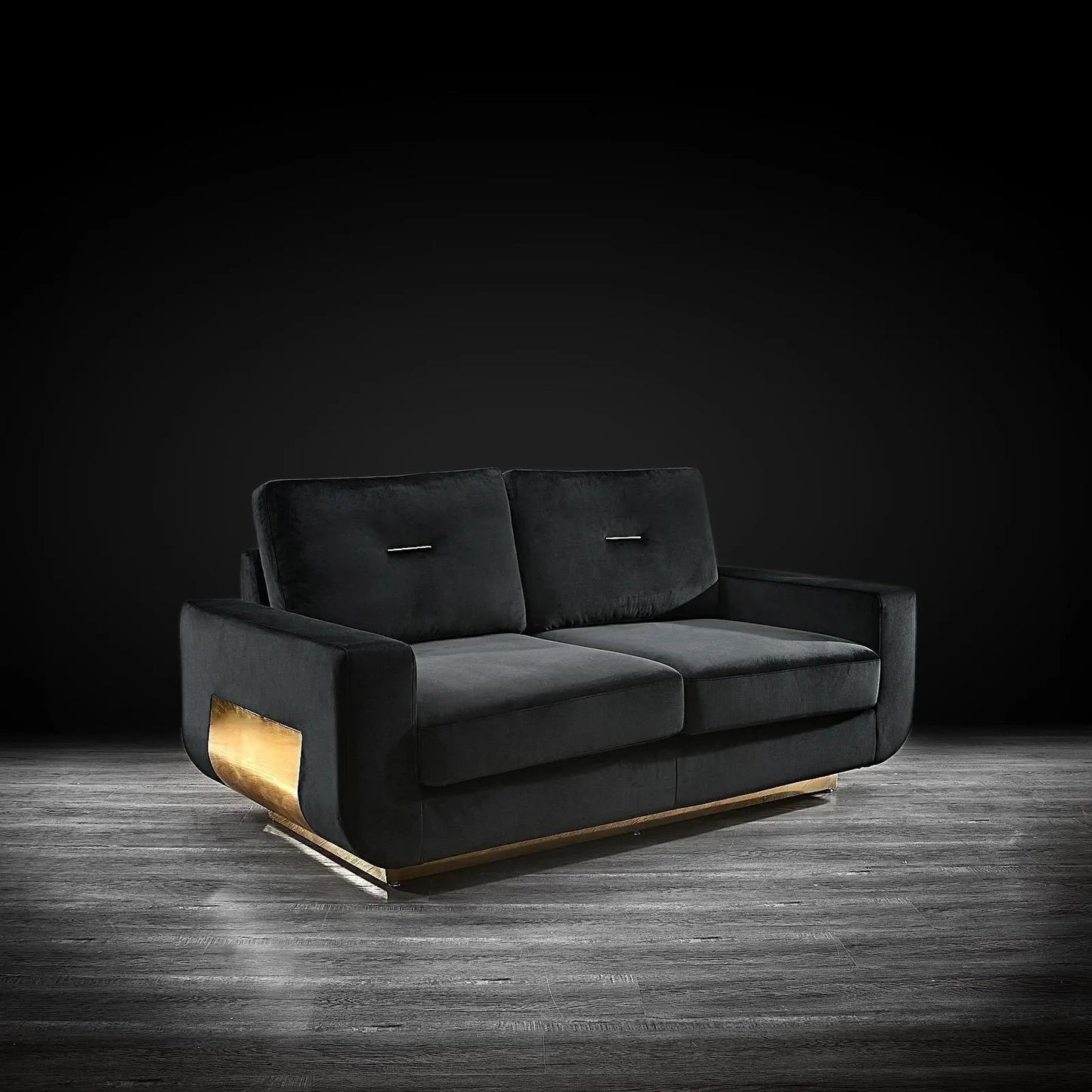 Milano Titanium Gold Sofa Set – Black