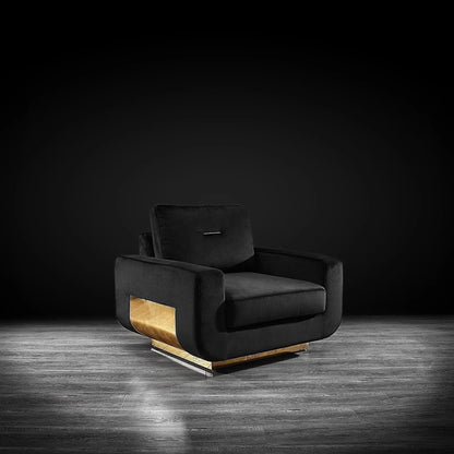 Milano Titanium Gold Sofa Set – Black
