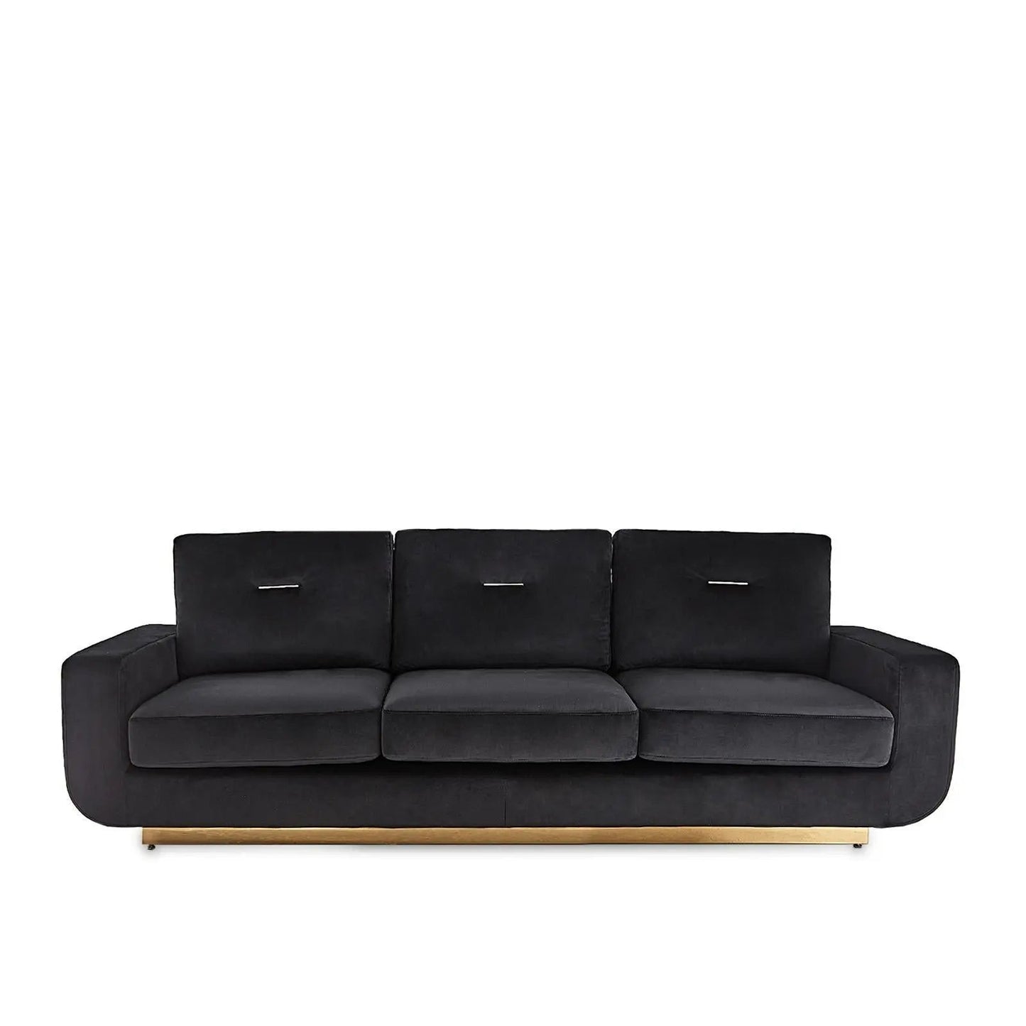 Milano Titanium Gold Polished Stainless Steel Base Black Sofa Set