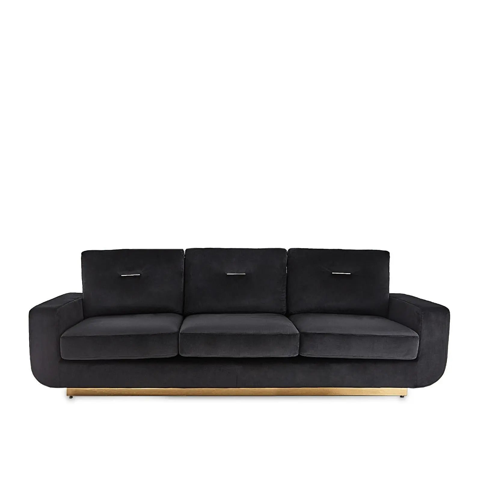 Milano Titanium Gold Polished Stainless Steel Base Black Sofa Set