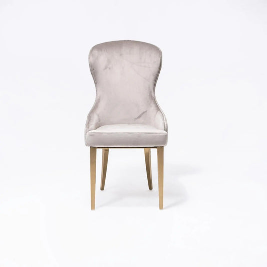 Modena Titanium Gold Polished Stainless Steel Base Beige Dining Chair
