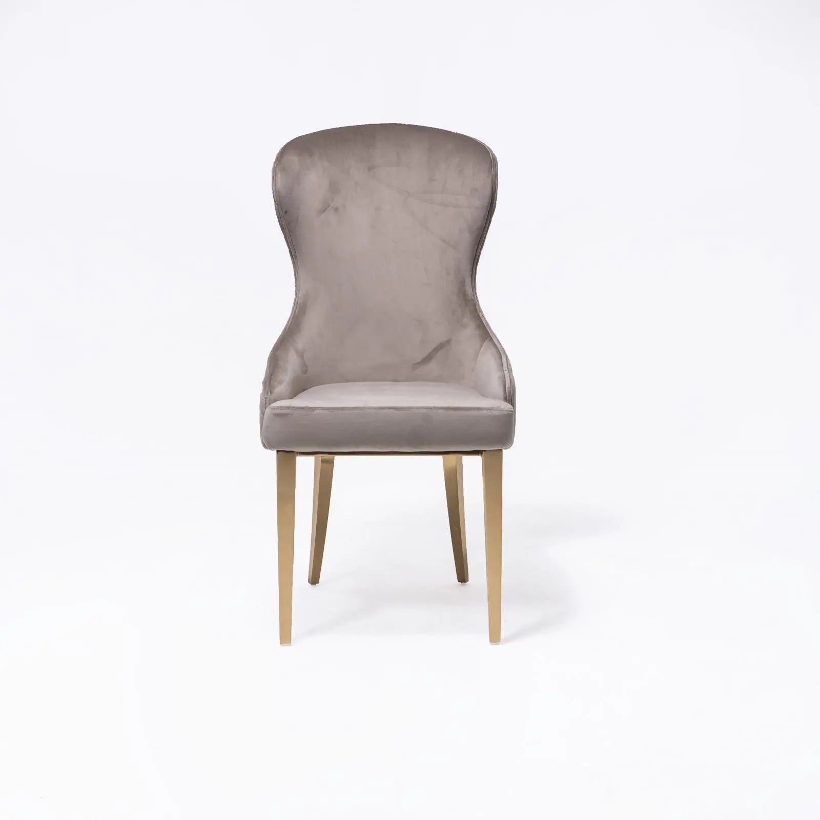 Modena Titanium Gold Polished Stainless Steel Base Taupe Dining Chair