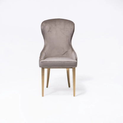 Modena Titanium Gold Polished Stainless Steel Base Taupe Dining Chair
