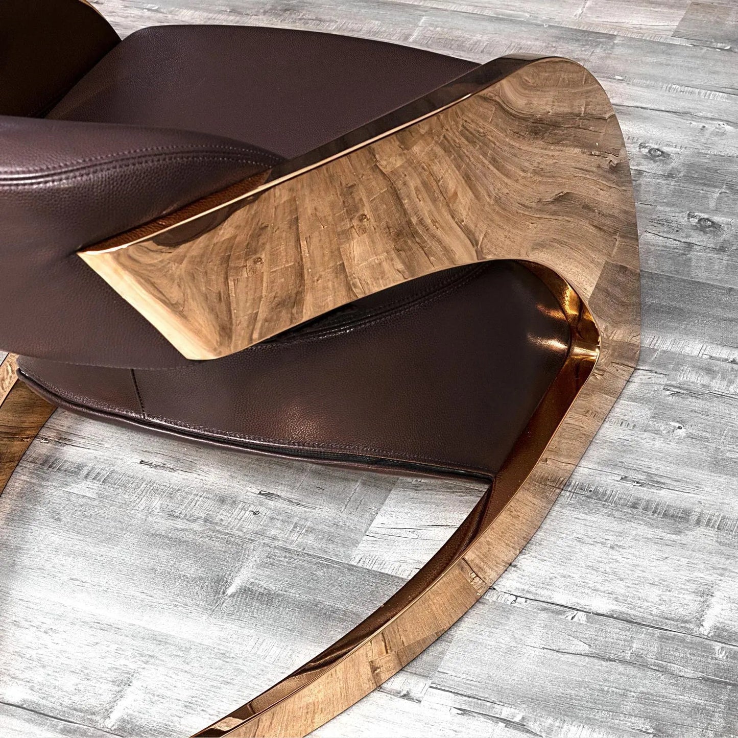 Zetta Rose Gold Accent Chair – Premium Leather