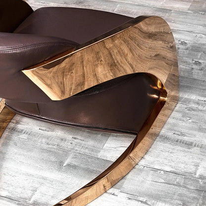 Zetta Rose Gold Accent Chair – Premium Leather