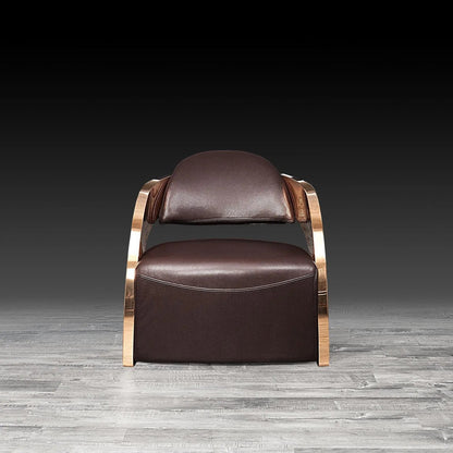 Zetta Rose Gold Accent Chair – Premium Leather