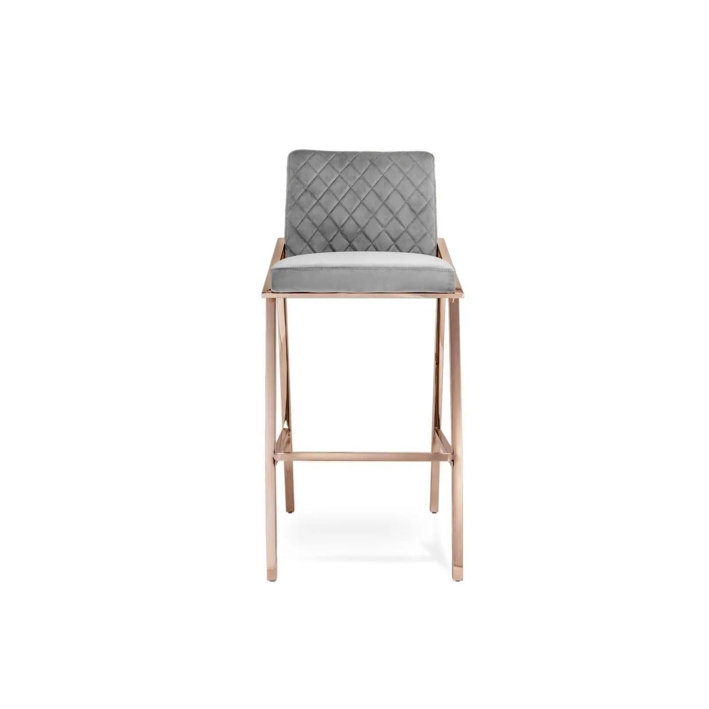 Nolan Rose Gold Polished Stainless Steel Base Gray Bar Stool