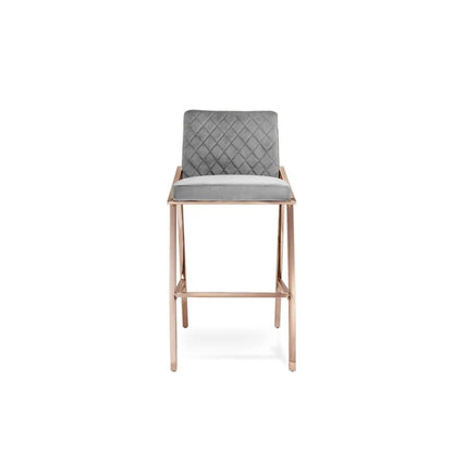 Nolan Rose Gold Polished Stainless Steel Base Gray Counter Stool