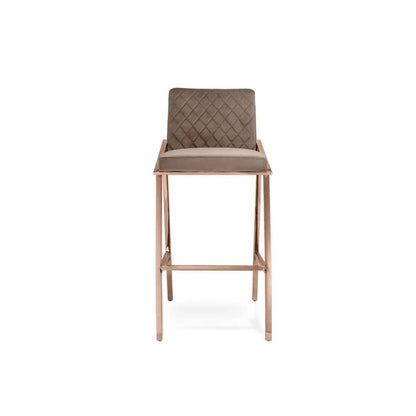 Nolan Rose Gold Polished Stainless Steel Base Taupe Bar Stool