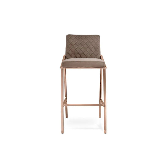 Nolan Rose Gold Polished Stainless Steel Base Taupe Bar Stool