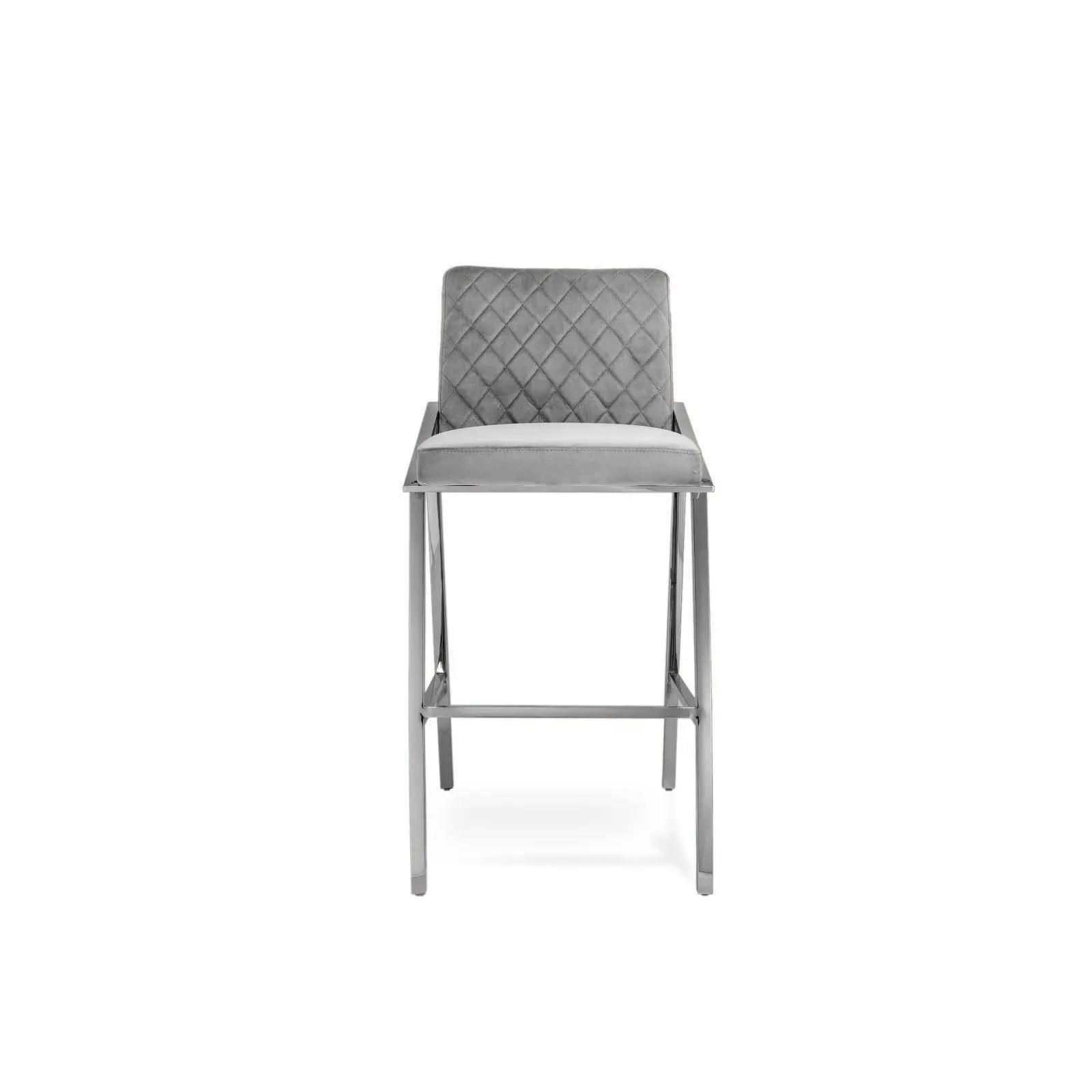 Nolan Polished Stainless Steel Base Gray Counter Stool