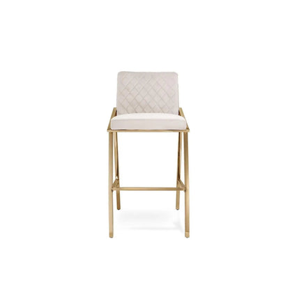 Nolan Titanium Gold Polished Stainless Steel Base Beige Counter Stool