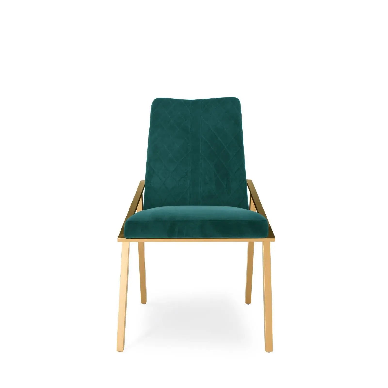 Nolan Titanium Gold Polished Stainless Steel Base Dark Green Dining Chair RG