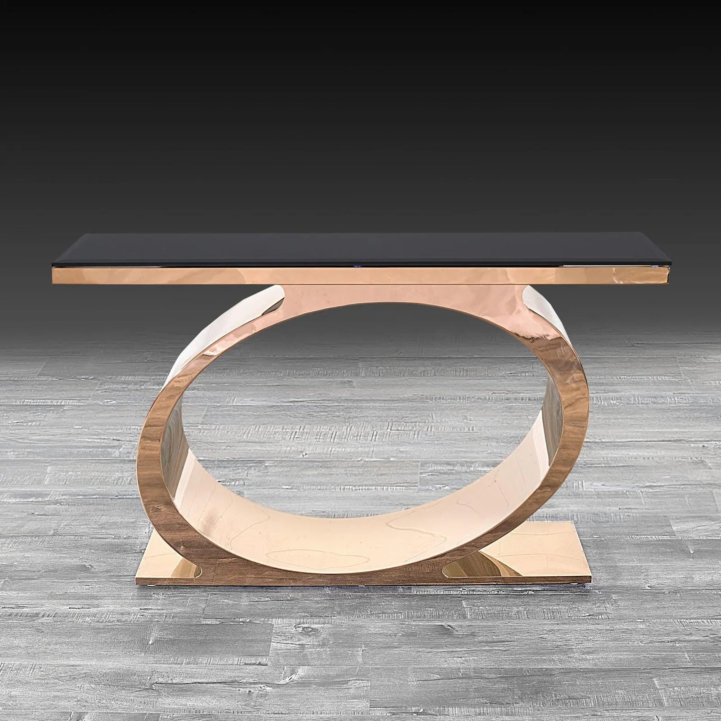 Onyx Luxurious Rose Gold Console Table
