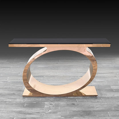 Onyx Luxurious Rose Gold Console Table
