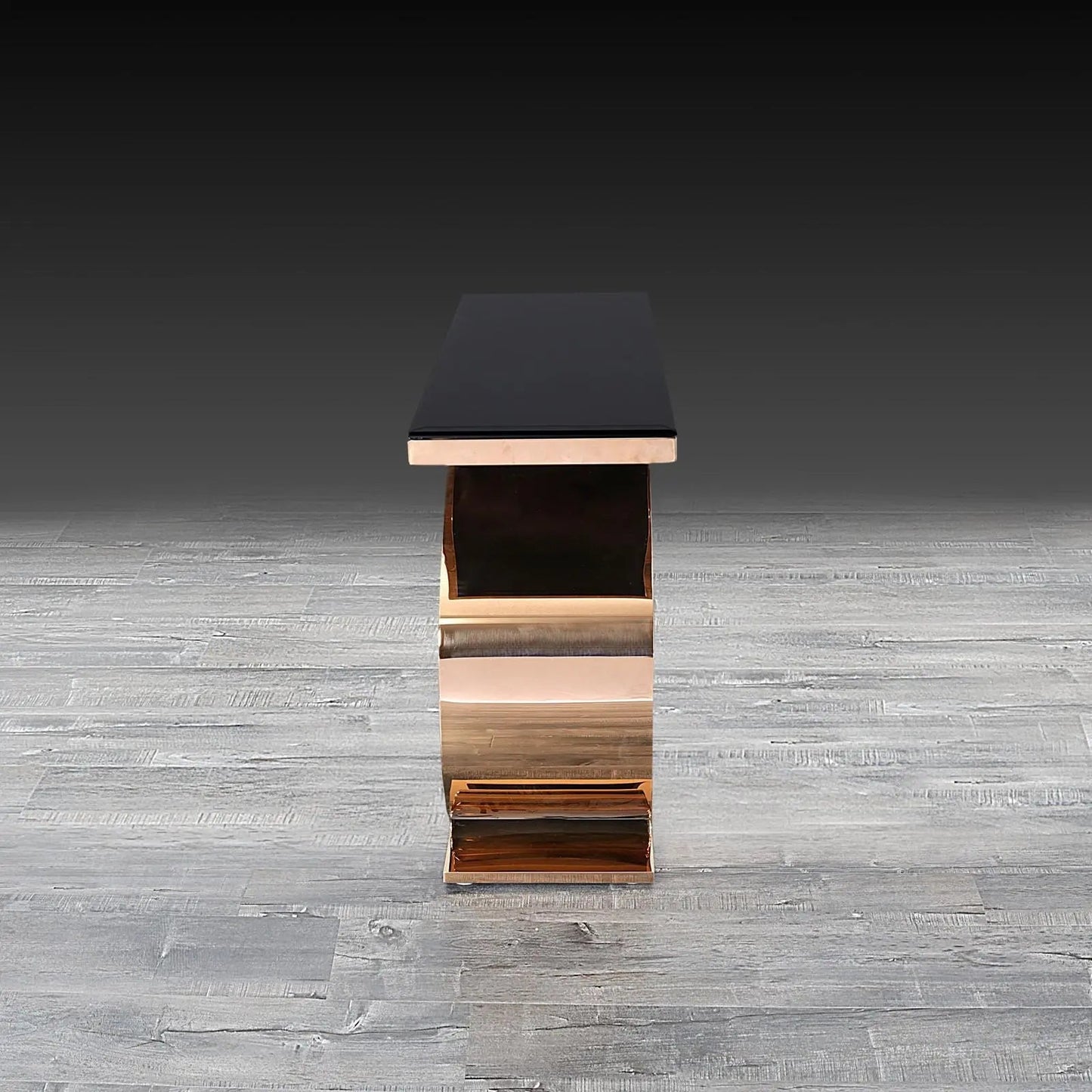 Onyx Luxurious Rose Gold Console Table