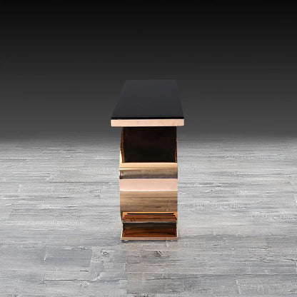 Onyx Luxurious Rose Gold Console Table