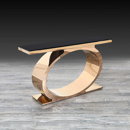 Onyx Luxurious Rose Gold Console Table