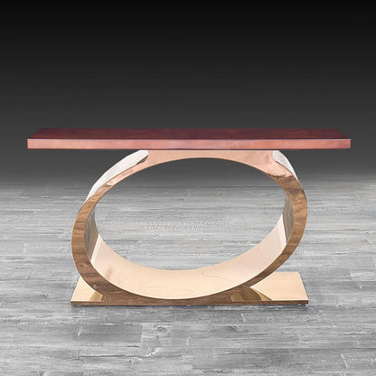 Onyx Luxurious Rose Gold Console Table