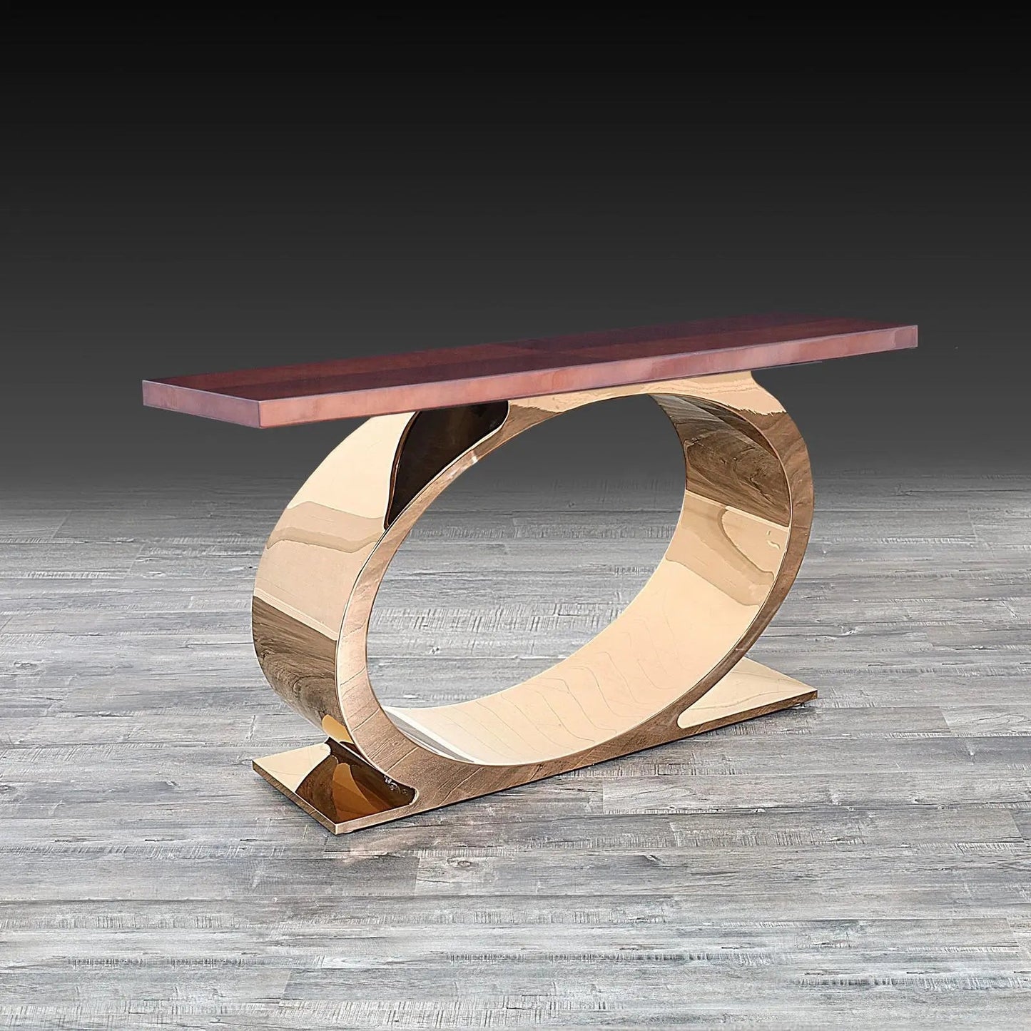Onyx Luxurious Rose Gold Console Table