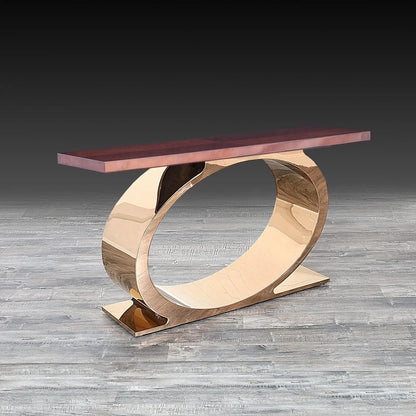 Onyx Luxurious Rose Gold Console Table