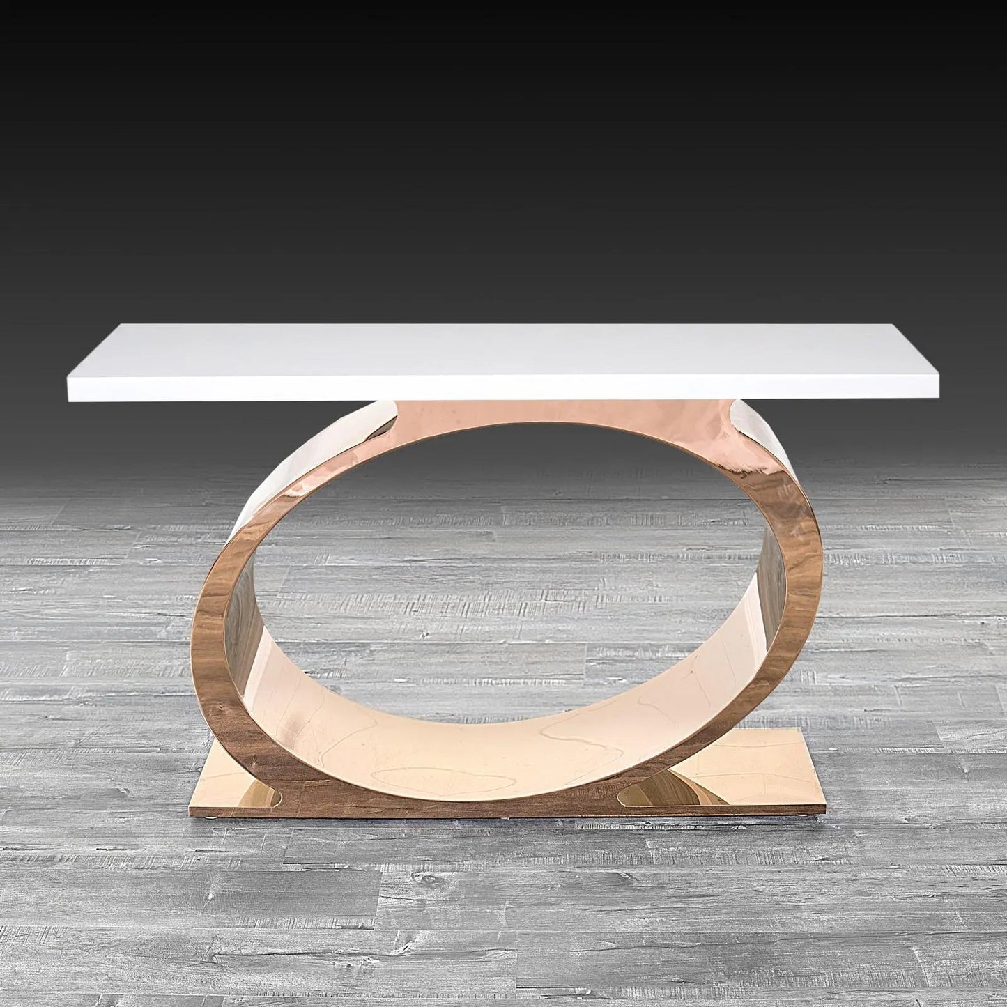 Onyx Luxurious Rose Gold Console Table