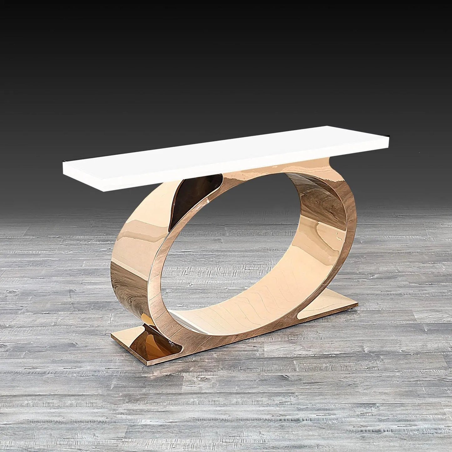 Onyx Luxurious Rose Gold Console Table