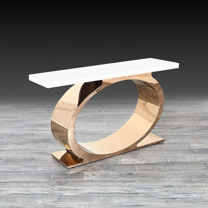 Onyx Luxurious Rose Gold Console Table