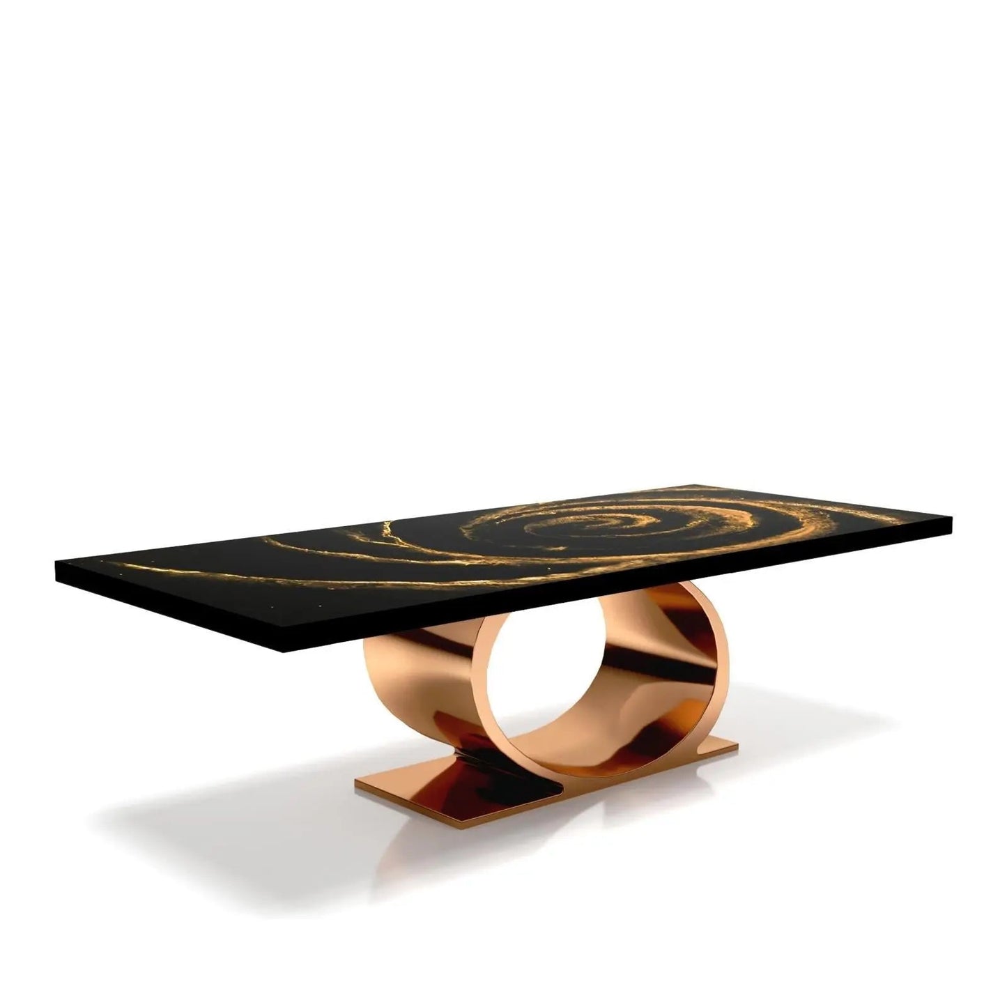 Onyx Rose Gold Polished Stainless Steel Base Black Fiore Small Coffee Table