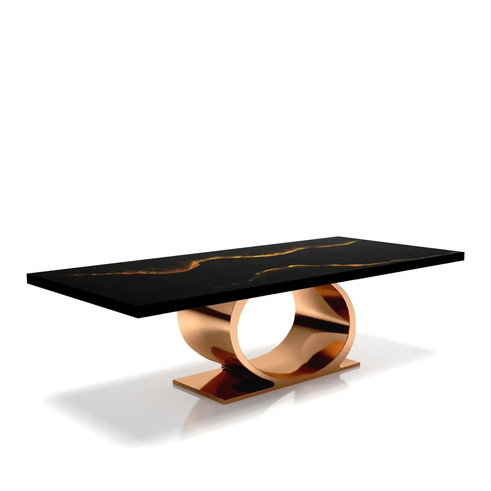Onyx Rose Gold Polished Stainless Steel Base Black Mountain Small Coffee Table