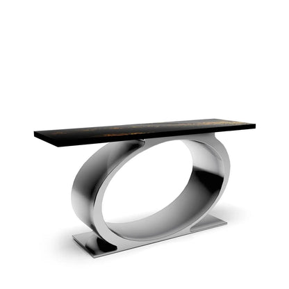 Onyx Silver Black Art Large Console Table
