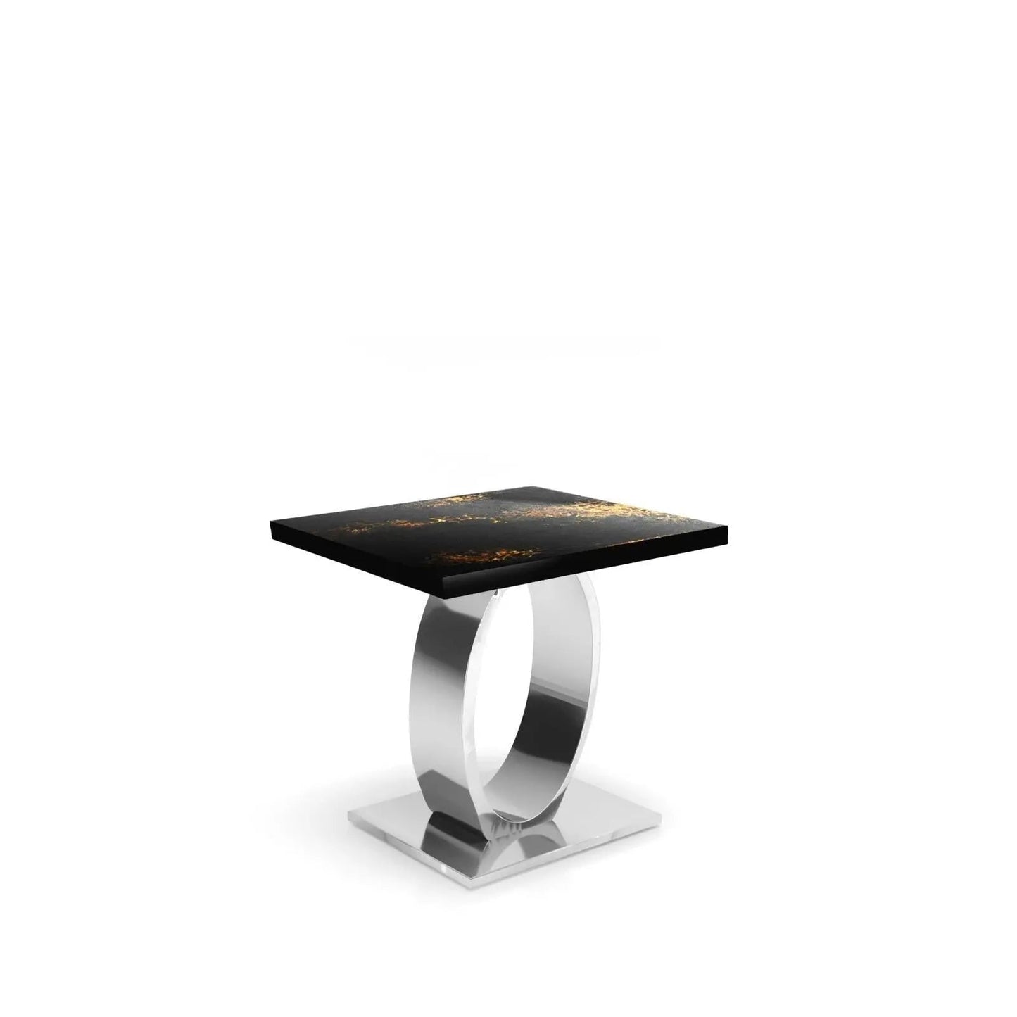 Onyx Silver Black Art Large End Table