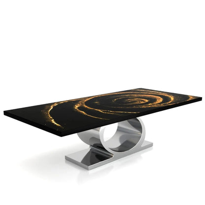 Onyx Silver Black Fiore Large Dining Table