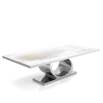 Onyx Silver White Art Large Dining Table