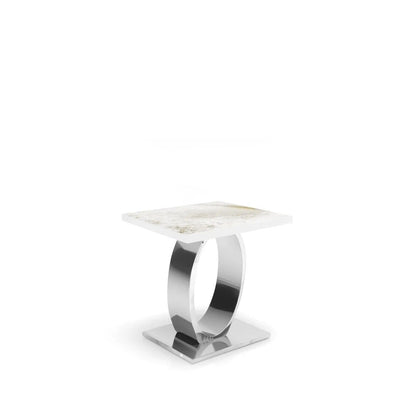 Onyx Silver White Art Large End Table