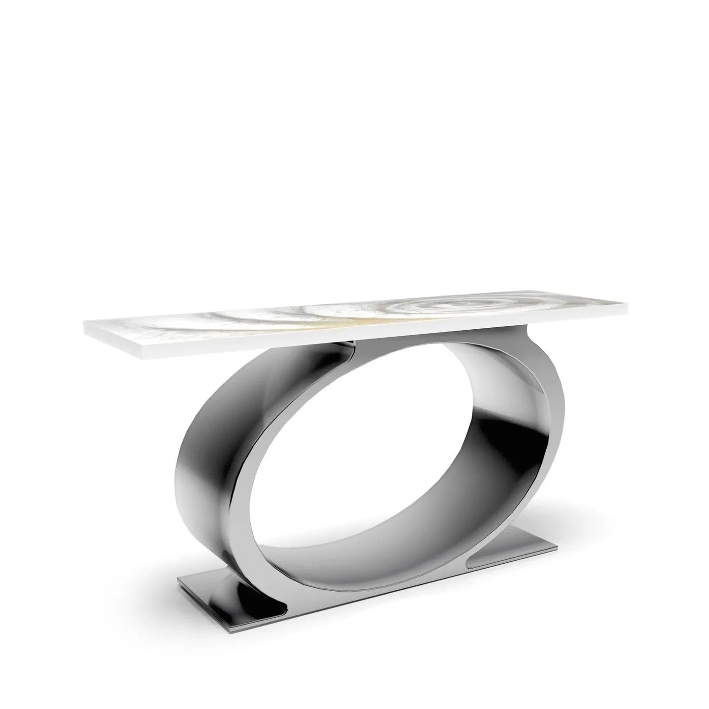 Onyx Silver White Fiore Large Console Table