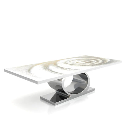 Onyx Silver White Fiore Large Dining Table