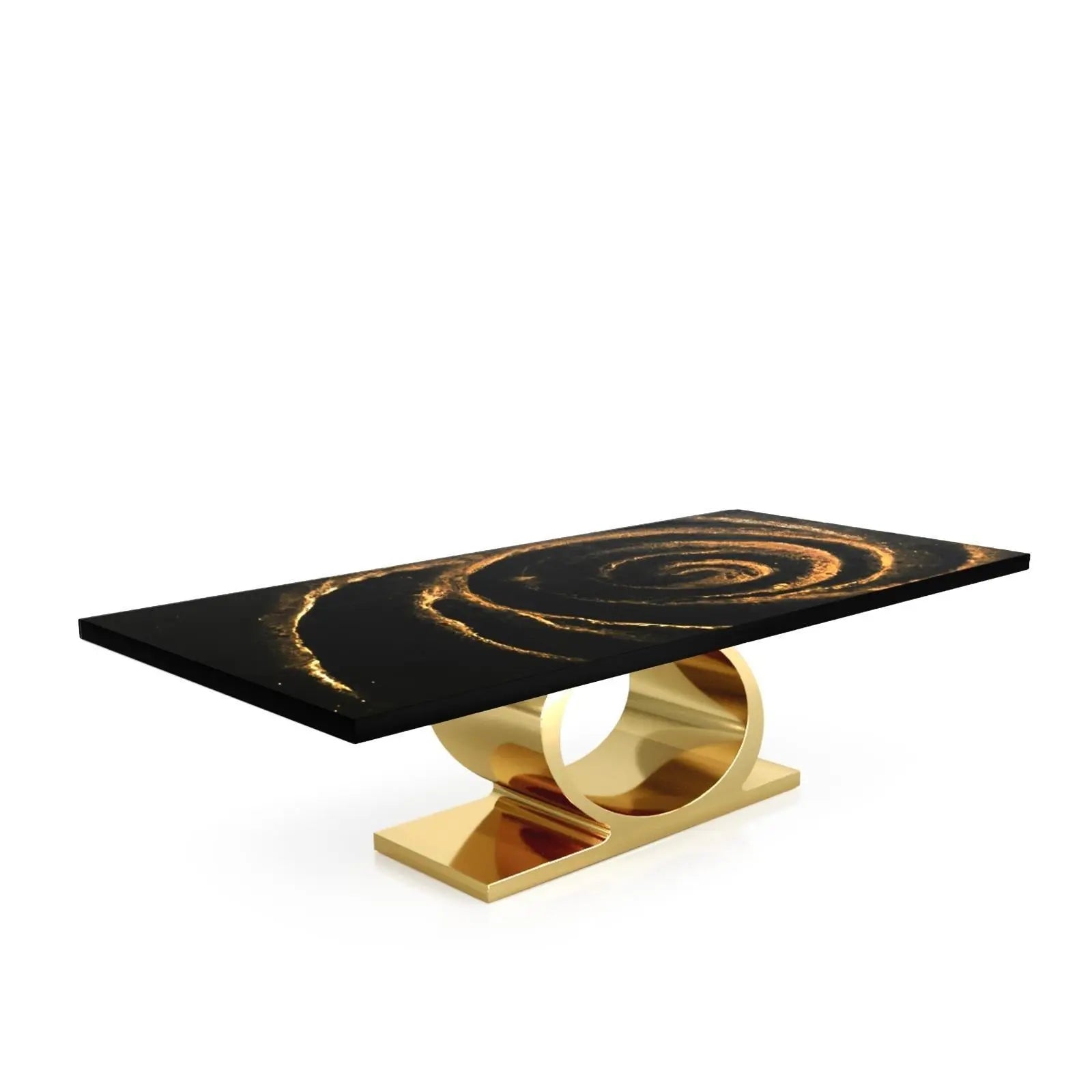 Onyx Titanium Gold Polished Stainless Steel Base Black Fiore Small Dining Table