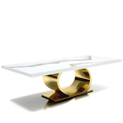 Onyx Titanium Gold Polished Stainless Steel Base White Mountain Large Coffee Table