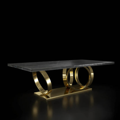 Oracle Brushed Titanium Gold Black Rectangle Dining Table RG
