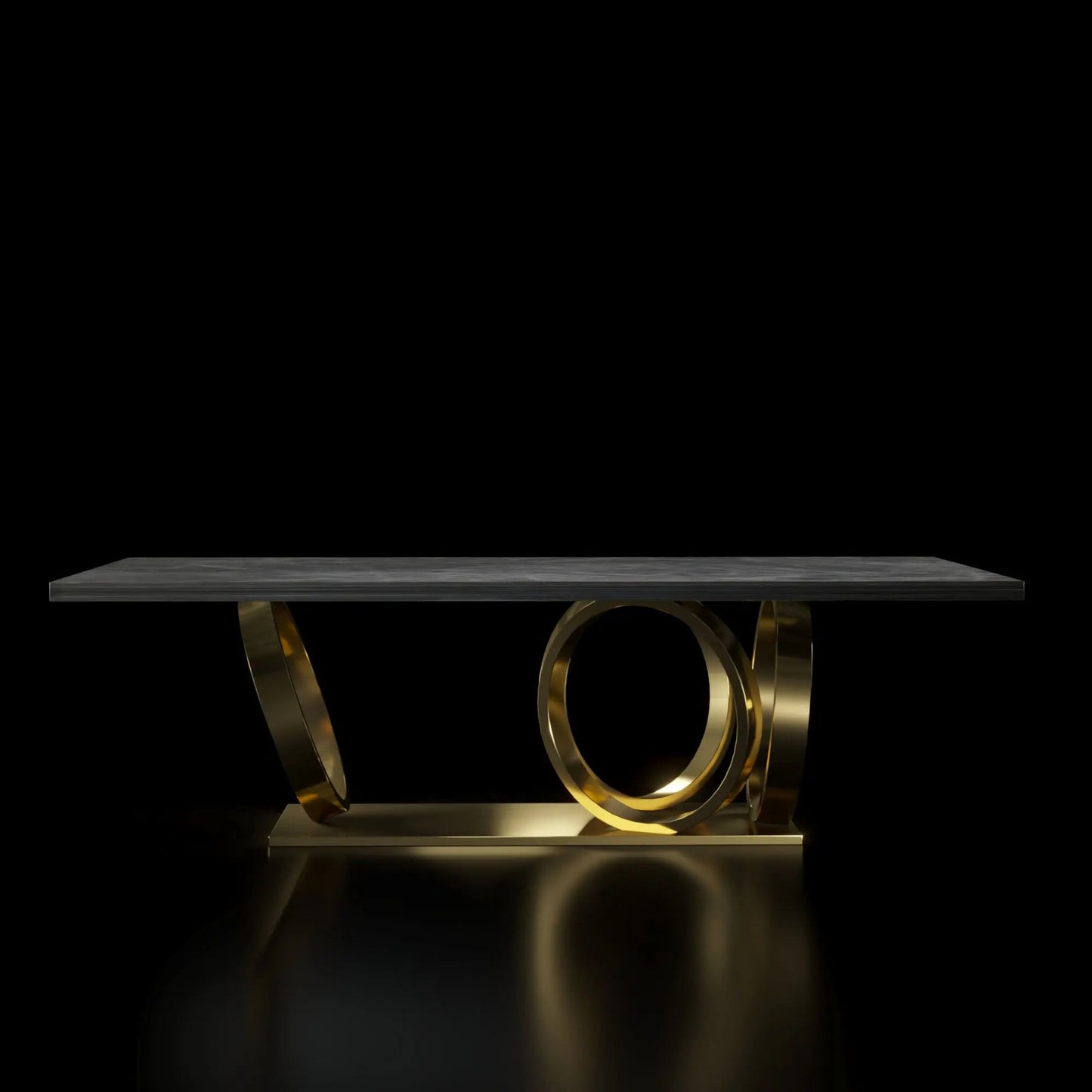 Oracle Brushed Titanium Gold Rectangular Dining Table