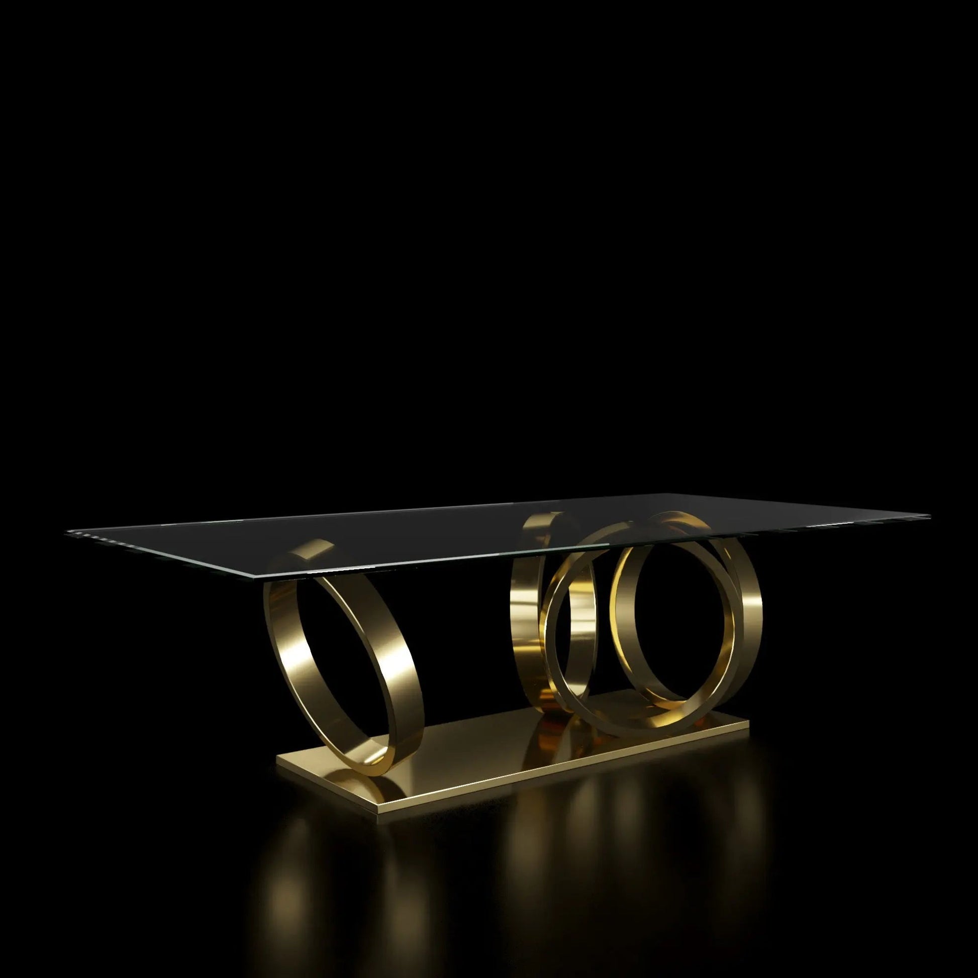 Oracle Titanium Gold Rectangle Dining Table Cleare Glass RG