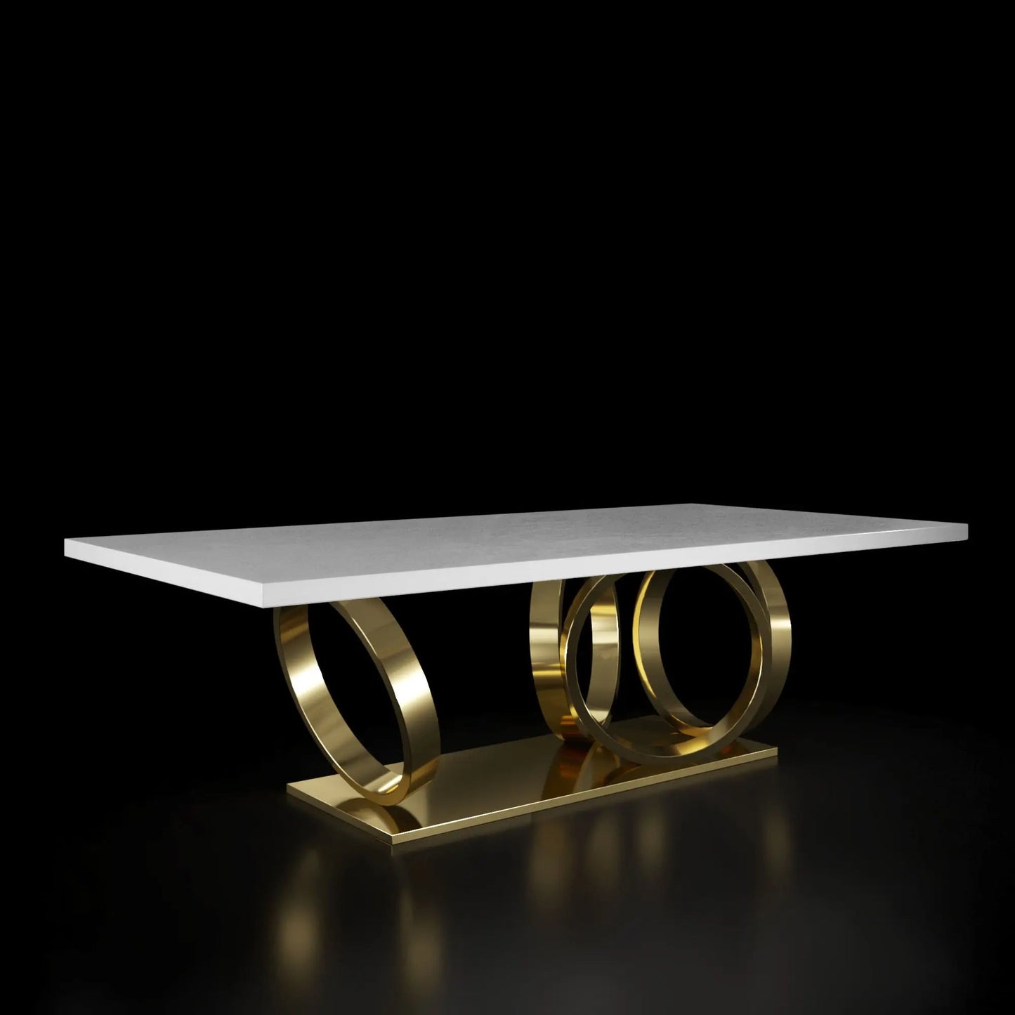 Oracle Titanium Gold Rectangle Dining Table White Marble RG