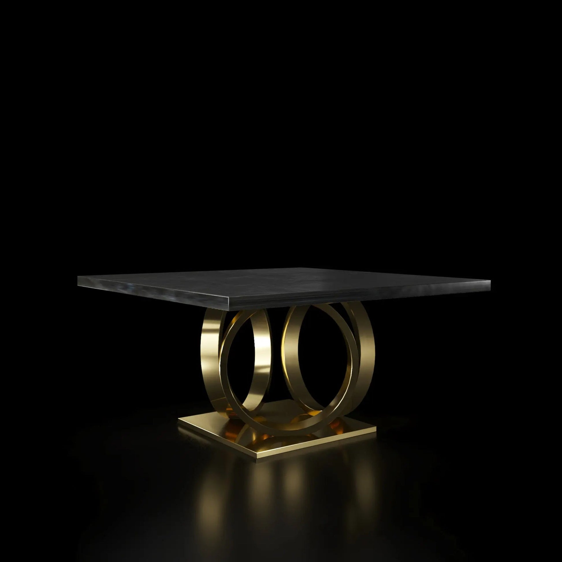 Oracle Titanium Gold Square Dining Table Black Marble RG