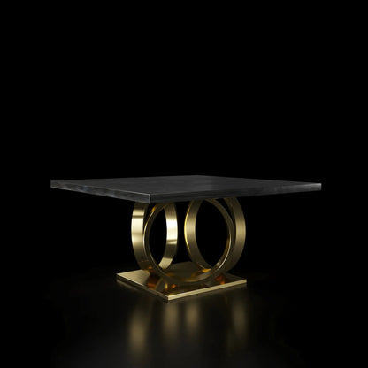 Oracle Titanium Gold Square Dining Table Black Marble RG