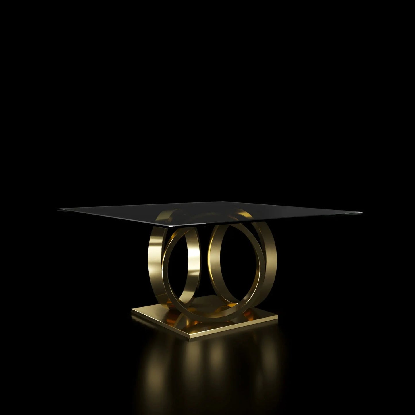 Oracle Titanium Gold Square Dining Table Clear Glass RG