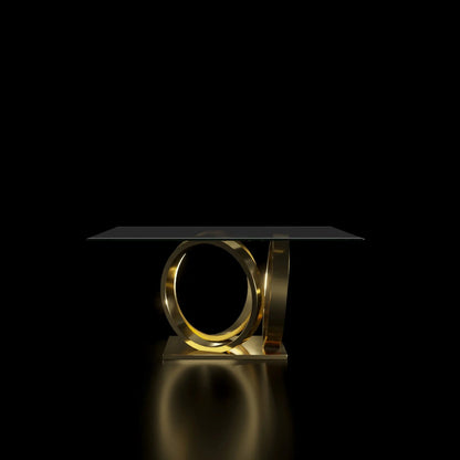 Oracle Titanium Gold Square Dining Table