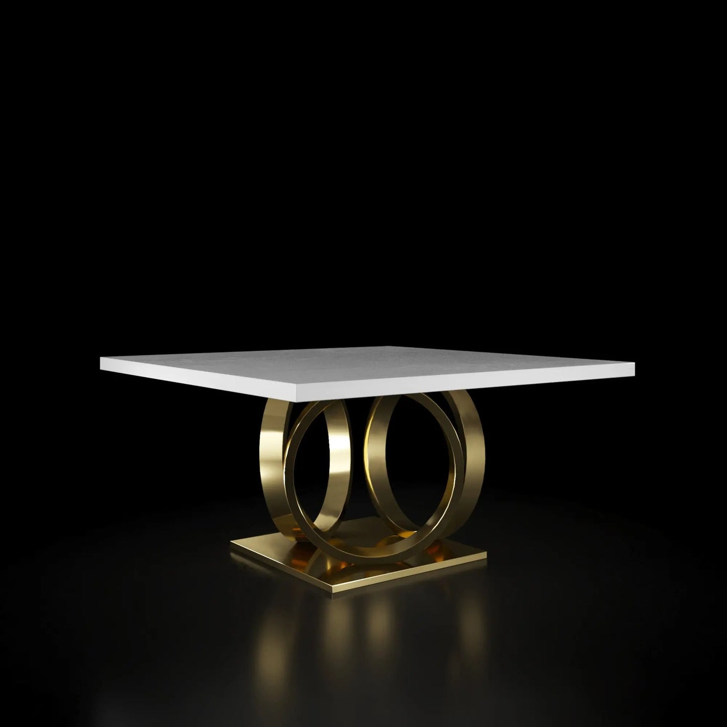 Oracle Titanium Gold Square Dining Table White Marble RG