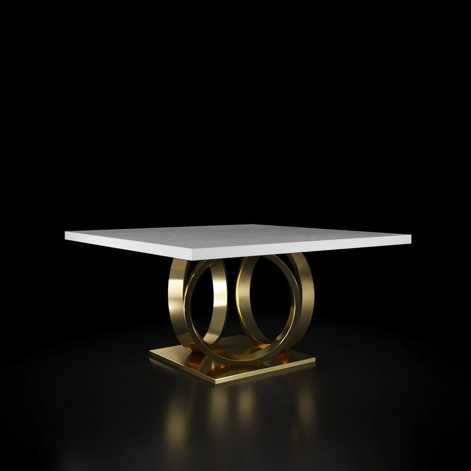 Oracle Titanium Gold Square Dining Table White Marble RG